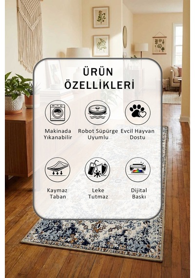 Yıkanabilir Yolluk 123 Gri