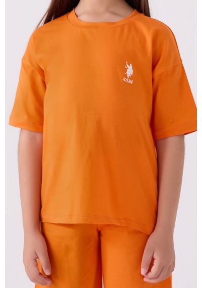 U.S. Polo Assn. U.s. Polo Assn Kız Çocuk Turuncu Bermuda Takım Us1848-c-v53 Turuncu