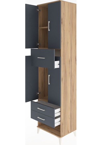 Hyperion Dolap 3 Raflı 3 Çekmeceli 4 Kapaklı 60x44x243 Çam-antrasit Atlas Çam Hyperion Dolap 3 Raflı 3 Çekmeceli 4 Kapaklı 60x44x243 Çam-antrasit Atlas Çam