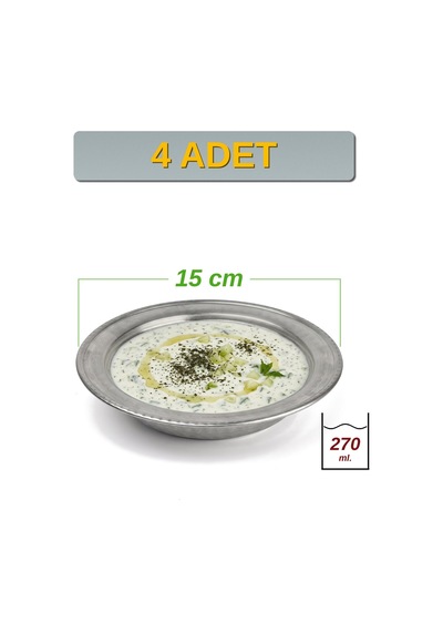 Binbir Trend 15 Cm Yanaklı Krom Çelik Cacık Ve Çorba Kasesi 270 Ml Lokanta, Restoran Ve Ev Tipi Kase -kase1511 4 Adet