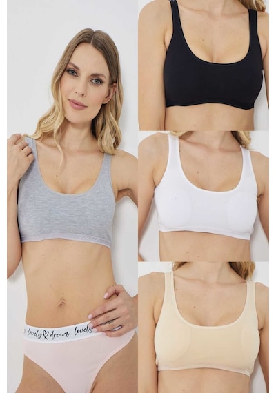 Rossa Collection Pedli Kalın Askılı Yarım Kadın Atlet 4 Farklı Renkli 4'lü Paket Renkli