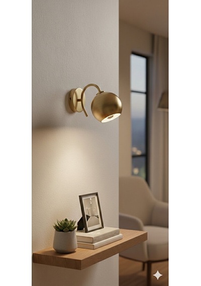 Küre Duvar Led Aplik Mat Gold Eskitme Kaplama Gu10 Os Ram Tasarru Siyah