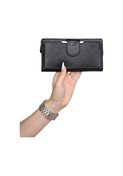 Mft Leather Hakiki Deri Kadın Cüzdan Bulgari 1232 Flother Mat Siyah