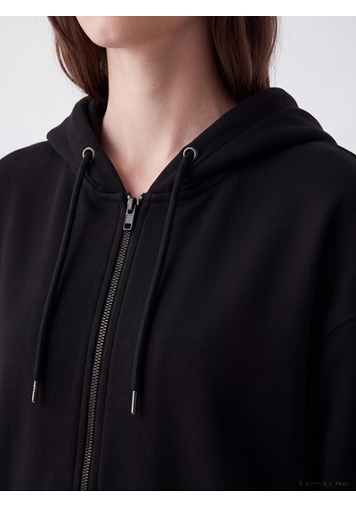 Lcw Modest Siyah Soft Touch Kadın Fermuarlı Sweatshirt