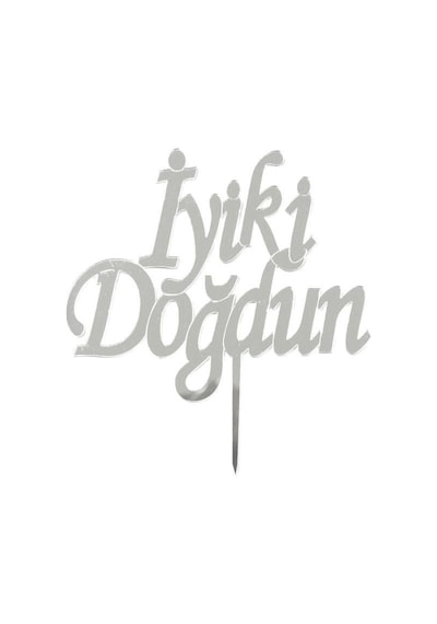 Gümüş Gri Iyi Ki Doğdun Cam Pleksi Doğum Günü Pasta Üzeri Süsü