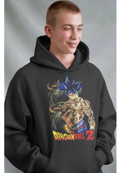 Sevbano Son Goku Dragon Ball Z Anime Ön Baskılı Unisex Oversize Premium H Siyah
