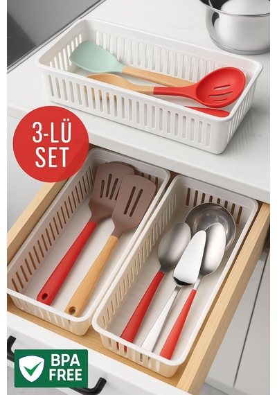 3'lü Çekmece İçi Kaşıklık Sepet Organizer Diğer