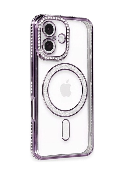 Apple İphone 16 Kılıf Joke Simli Magneticsafe Kılıf - Derin Mor