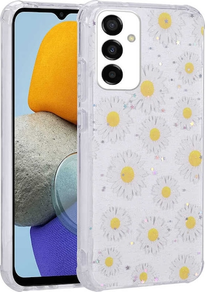 Zore Galaxy Uyumlu M23 Kılıf Simli Desenli Kamera Korumalı Parlak Popy Kapak - Papatya Papatya