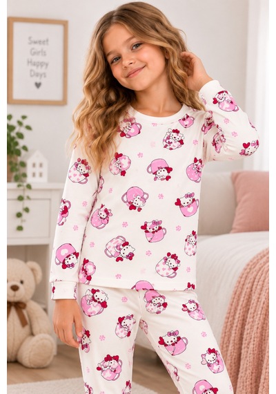 Free Beka Desenli Bisiklet Yaka %100 Pamuklu İnterlok Kumaş Kız Çocuk Uzun Kollu Pijama Takımı Çok Renkli Free Beka Desenli Bisiklet Yaka %100 Pamuklu İnterlok Kumaş Kız Çocuk Uzun Kollu Pijama Takımı Çok Renkli
