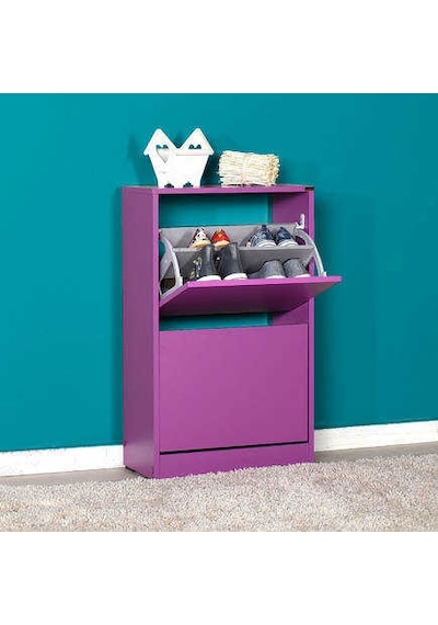 Flat Duo 2 Katlı Ayakkabılık Dolabı - Mor