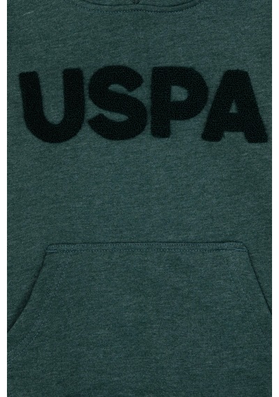 U.S. Polo Assn. Erkek Çocuk Koyu Yeşil Basic Kapüşonlu Sweatshirt 50307721-VR079