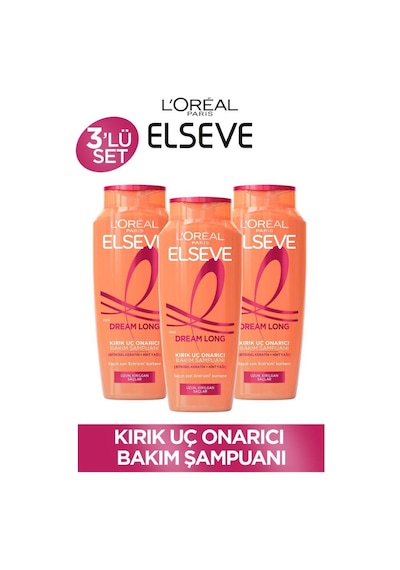 L'Oreal Paris Elseve Dream Long Kırık Uç Onarıcı Bakım Şampuanı 3 x 300 ML