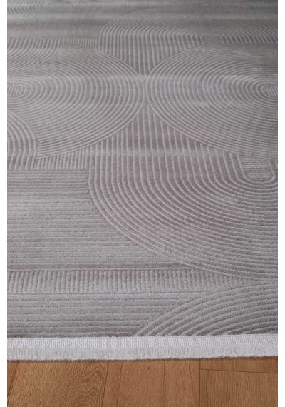 Voyage %100 Akrilik Yumuşak Dokulu Halı Kilim Salon Mutfak Koridor Yolluk Dokuma Makine Halısı Ac-414 Gri