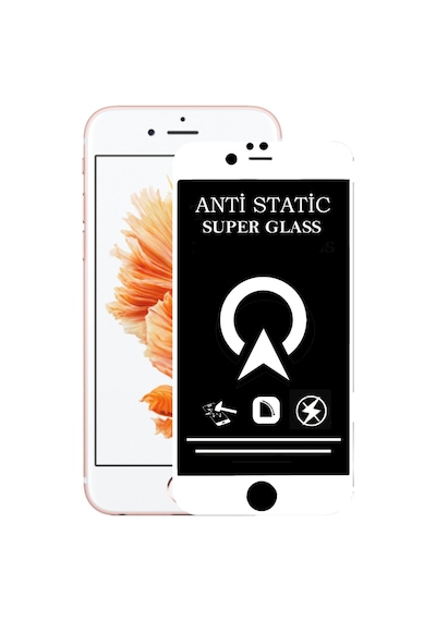 Apple Uyumlu   iPhone 6s Tam Kaplayan Anti Statik Dayanıklı Süper Cam Ekran Koruyucu - Beyaz