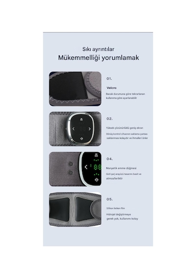 K-l01 Isıtmalı Şarjlı 3 Modlu Bacak Kol Masaj Aleti Titreşimli Gri