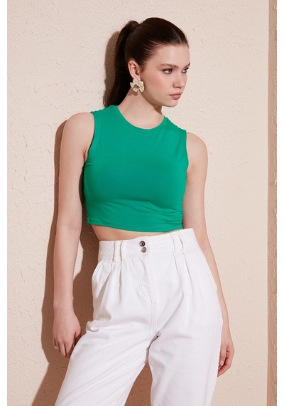 Lela Pamuklu Bisiklet Yaka Dar Kesim Crop Bayan Atlet 5865259 Benetton