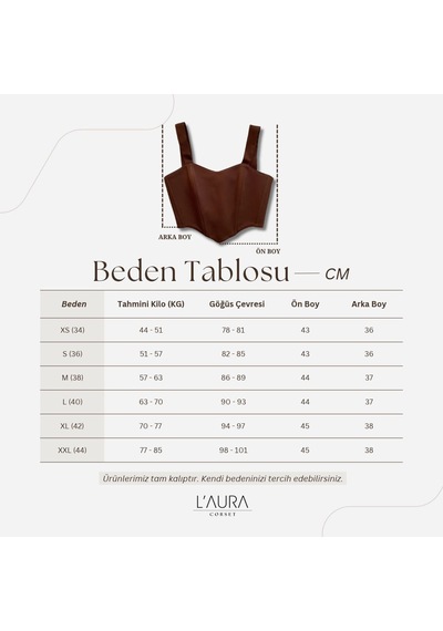 L'aura Corset Kahverengi Kalp Yaka Bayan Korse Büstiyer