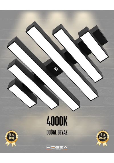 Parrilla Siyah Kasa, Doğal Beyaz Işık Modern Plafonyer Led Avize Siyah