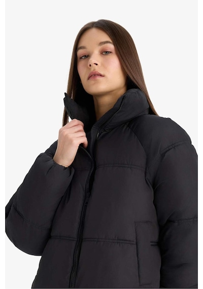 Defacto Su Geçirmez Regular Fit Dik Yaka Fermuarlı Şişme Mont E8690ax25aubk27 Siyah