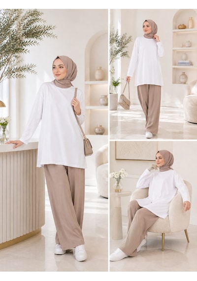 Esra Butik78 Siyah & Beyaz Uzun Kollu İçlik Standart Beden Boy: 75 Cm