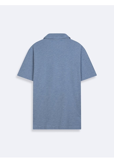 LTB Fermuarlı Pike Polo Yaka Mavi T-shırt