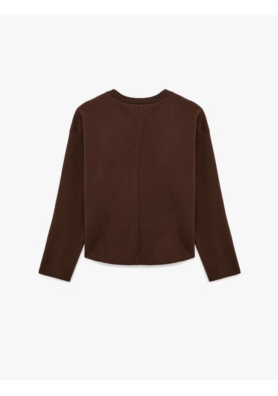 Koton Regular Fit Uzun Kollu Bisiklet Yaka Basic Sweatshirt Kahverengi 7wak10006ek Kahve