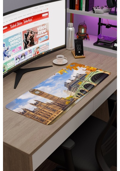 London Londra İngiltere 2 V1 70x30 Xl Gaming Kauçuk Kaymaz Taban Mouse Pad Fare Altlığı