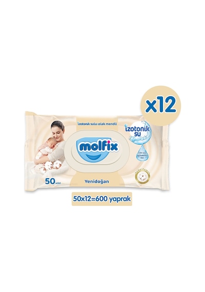 Molfix Yenidoğan Izotonik Sulu Mendil 12'Li Fırsat Paketi 600'Lü