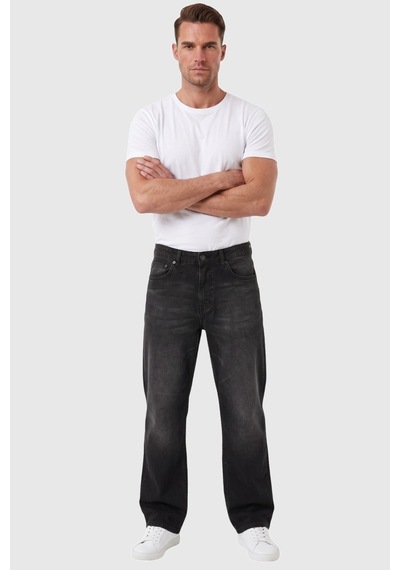 Rizzup Erkek Baggy Fit Likralı Siyah Kot Pantolon Bol Kesim Geniş Paça Taşlanmış Jean 2600058 Rizzup Erkek Baggy Fit Likralı Siyah Kot Pantolon Bol Kesim Geniş Paça Taşlanmış Jean 2600058