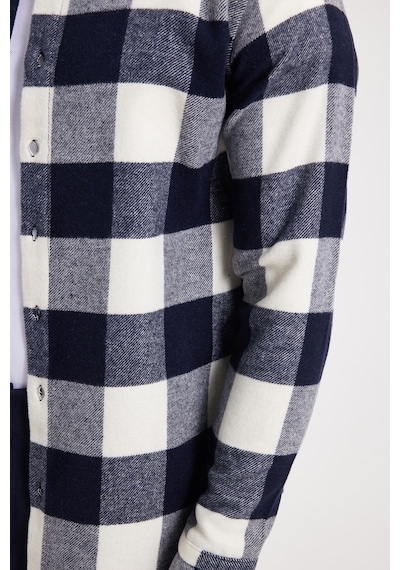 Tudors Erkek Slim Fit Dar Kesim Kareli Kışlık Oduncu Gömlek-42336 Lacivert