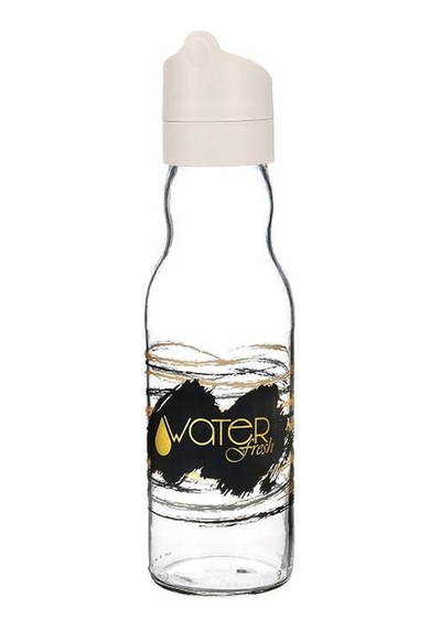 Water Fresh 700 Ml Çevrilebilir Kapaklı Cam Sürahi Başucu Ve Çalışma Masası Sürahisi Bej - 927537818