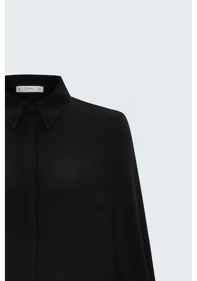 Sateen Desenli Klasik Gömlek - Siyah-137978