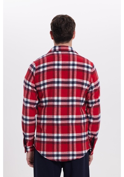 Tudors Erkek Slim Fit Dar Kesim Kareli Kışlık Oduncu Gömlek-42098 Çok Renkli