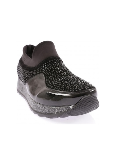 Dgn Akt-17-23y Kadin Kalin Taban Kristal Taşli Sneakers Ayakkabi AKT-17-1563-R1534 Siyah