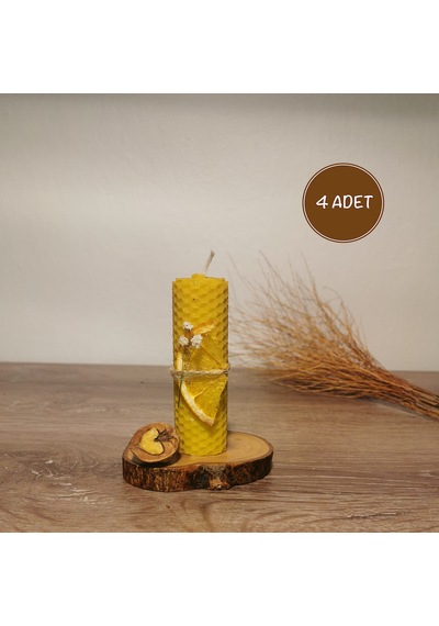 Balmumu Mum El Yapımı Doğal Mum 4 Adet 10 Cm X 3 Cm