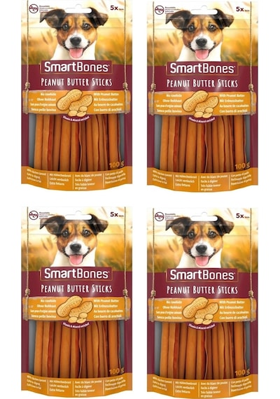 Smartbones Tavuklu Ve Fıstık Ezmeli Stick Köpek Ödülü 5 Li 100 Gr. X 4 Adet