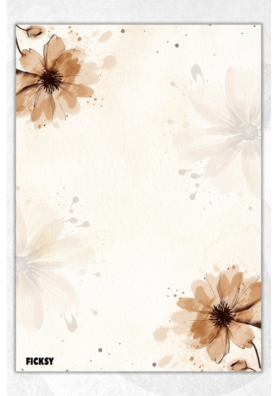 A5 Çiçek Bloknot Çizgisiz Defter - 50 Yaprak - Memopad - Notepad - Not Defteri - Not Kağıdı - 1673 Çok Renkli
