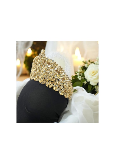 Kristal Taşlı Gelin,kına,nişan,söz,after,bride,party Taç Sarı - 707821281 Sarı