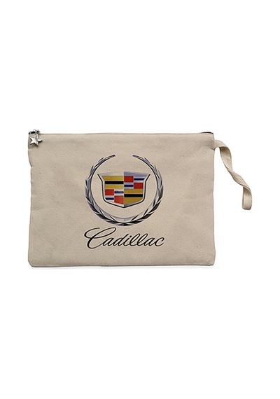 Cadillac Logo Krem Clutch Astarlı Cüzdan / El Çantası Krem