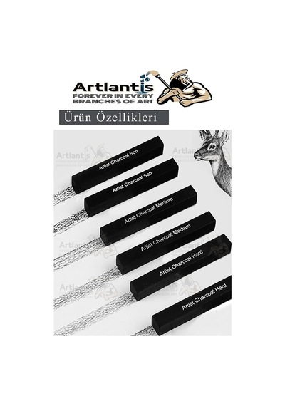 Sıkıştırılmış Kömür Füzen Seti 1 Paket Siyah Kare Press Kömür Füzen Yassı Çizim Gölgelendirme Grafit Genel