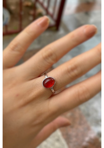 Gümüş 10x8 Mm Akik Taşlı Yüzük Diğer