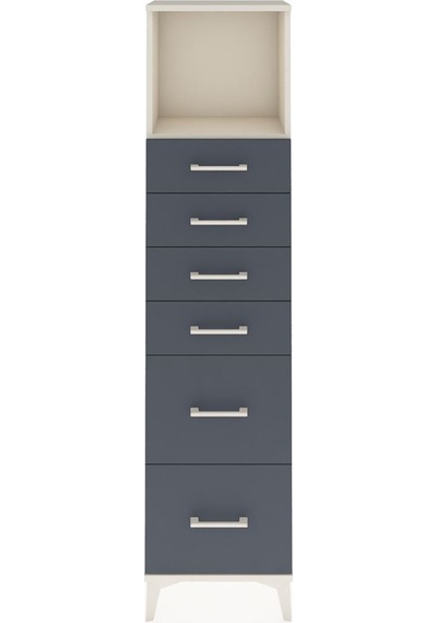 Arges Dolap Tek Raflı 6 Çekmeceli 44x30x182 Aytaşı-antrasit Aytaşı