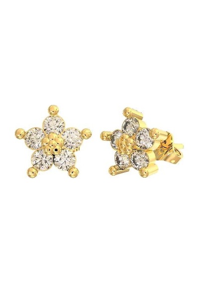 Roza Silver Zirkon Taşlı Gold Manolya Çiçeği Çivili Gümüş Küpe Re10192