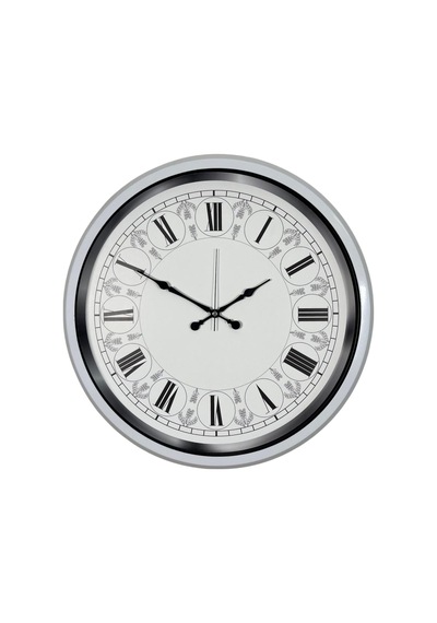 Beyaz Motifli Tasarım 52 Cm Metal Duvar Saati