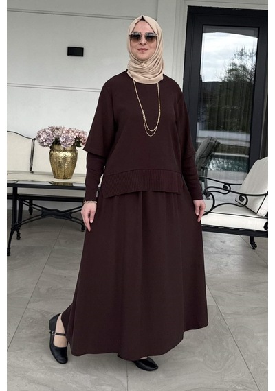 Rabia Şamlı Ela Modal Takım Kahve Çok Renkli