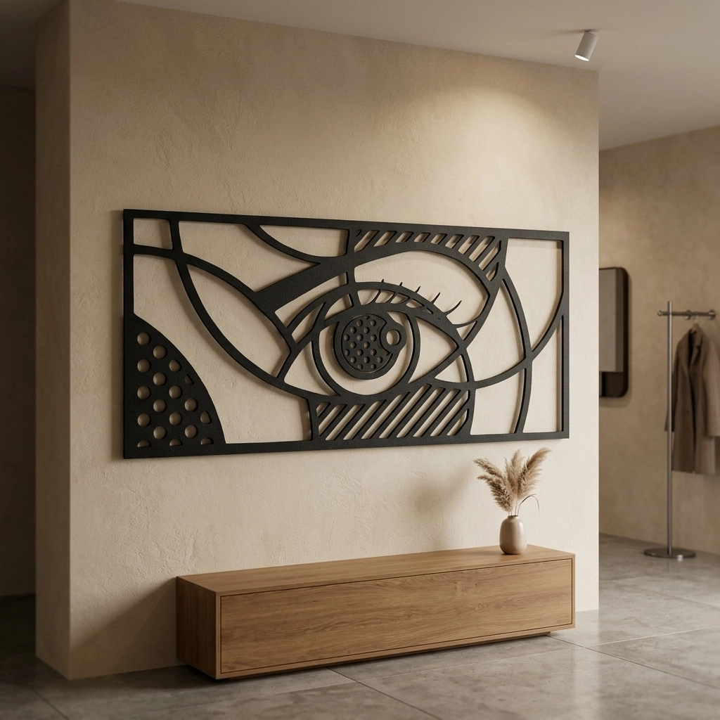 Pop Art Göz Tasarımlı Metal Duvar Tablosu Siyah