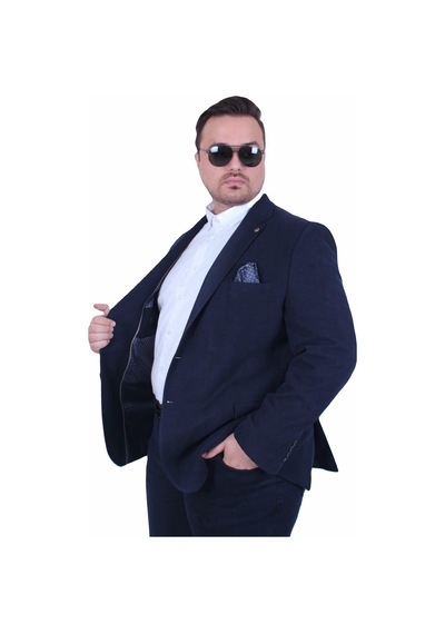 Mocgrande Erkek Büyük Beden 4 Drop Blazer Şönili Ceket 500602 Lacıvert Lacivert