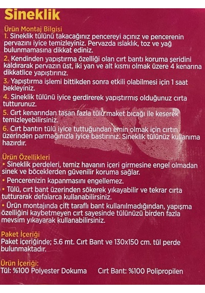 Tr Decobella 90512 Pencere Sinekliği 130x150 Cm