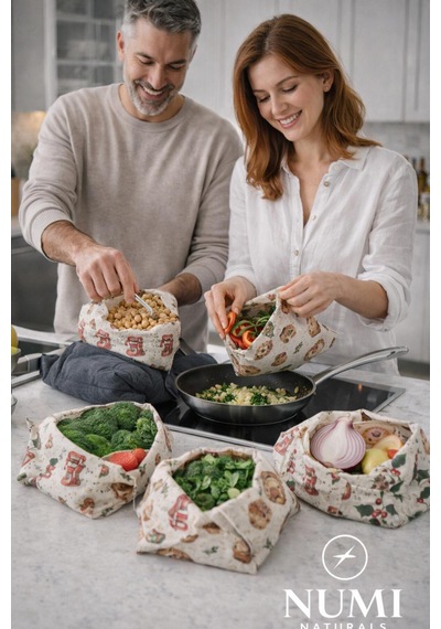 Balmumu Gıda Saklama Bezleri Premium 3 Lü Set 30 30 Cm - Cozy Kitchen Serisi Çok  Renkli